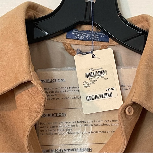 NWT Faconnable Suede Leather, Long Sleeve, Camel Button Down, Size: L - Picture 10 of 11